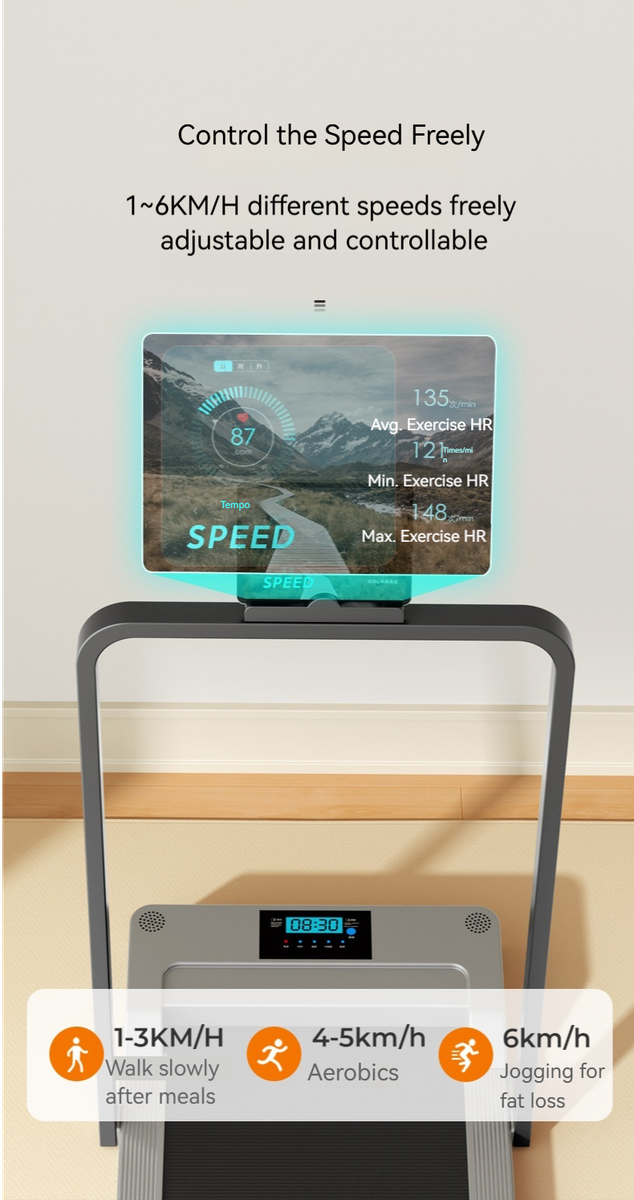 FLEXEE Foldable Running/Walking Pad Treadmill with Handrail and Bracket