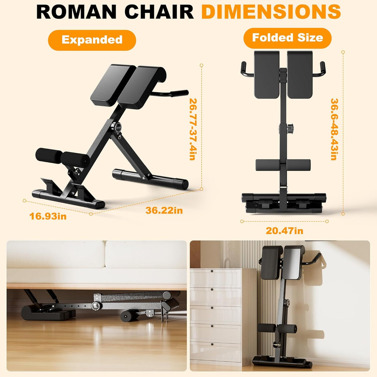 FLEXEE Adjustable folding Roman chair, multifunctional home back trainer