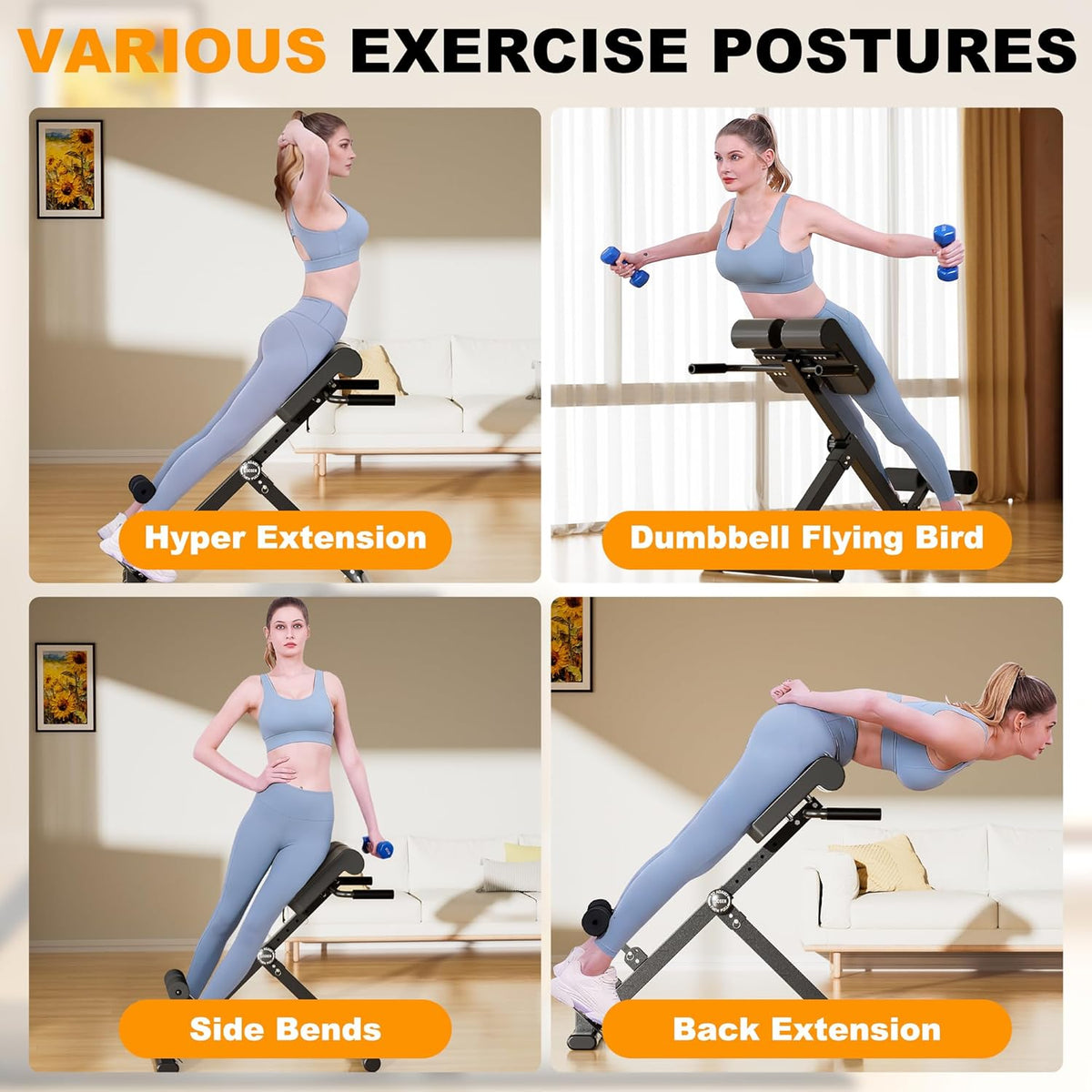 FLEXEE Adjustable folding Roman chair, multifunctional home back trainer