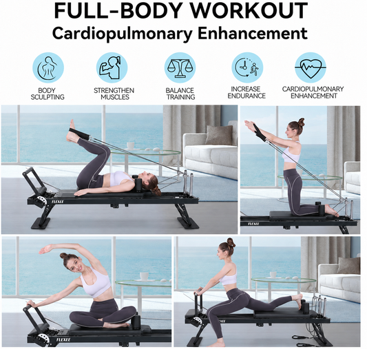 FLEXEE Foldable Pilates Reformer - Adjustable Resistance