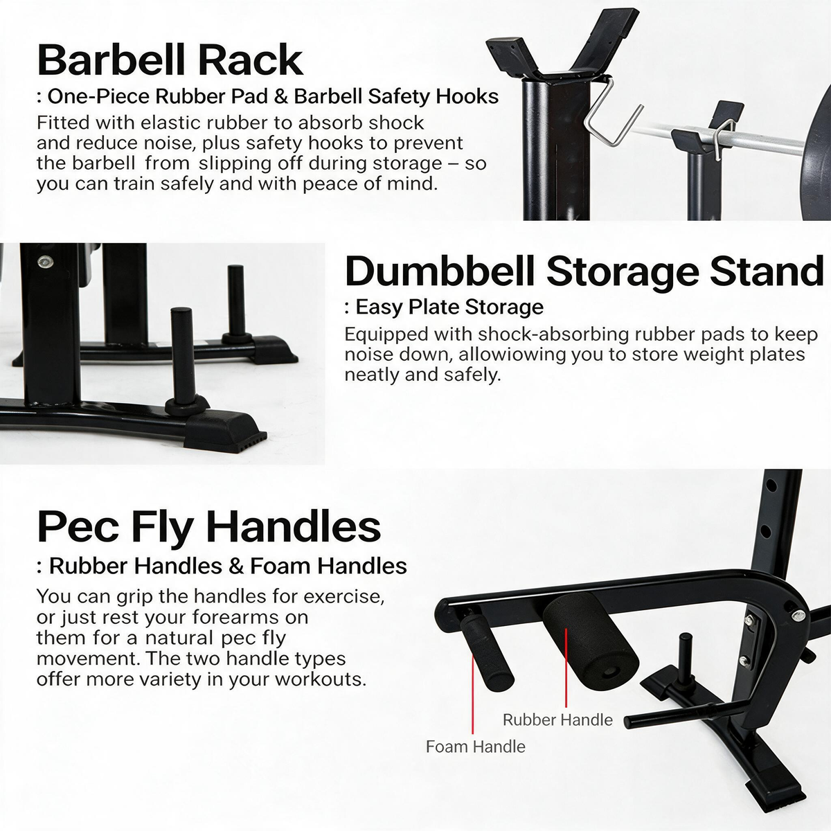 FLEXEE Adjustable 4-in-1 Weight Bench Set with Squat Rack and Leg Curl