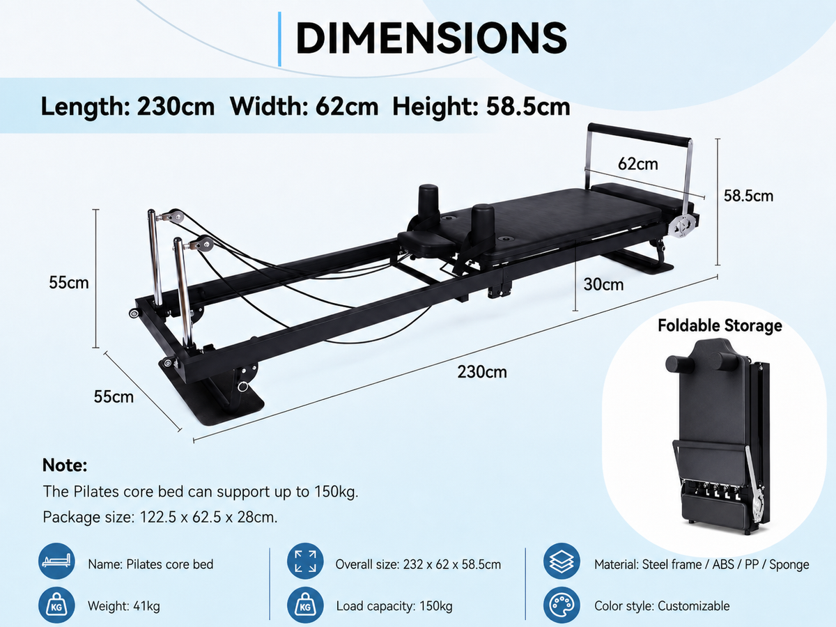FLEXEE Foldable Pilates Reformer - Adjustable Resistance