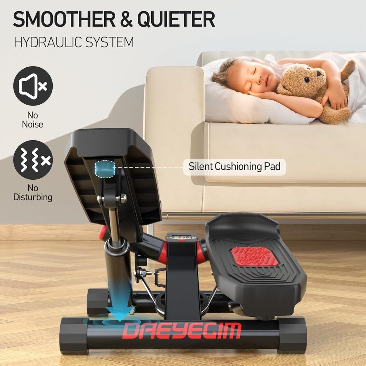 FLEXEE Mini Stepper Machine, Fitness Exercise Stepper with Resistance Bands